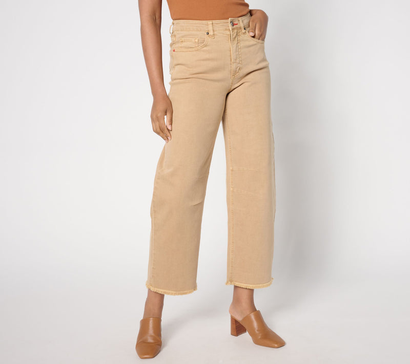 Peace Love World Petite Full Leg Jeans with Fray Hem — Main view