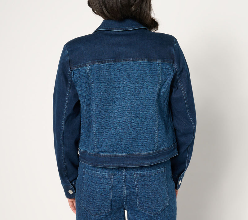 Isaac Mizrahi Live! True Denim Indigo Pattern Denim Jacket — View 7