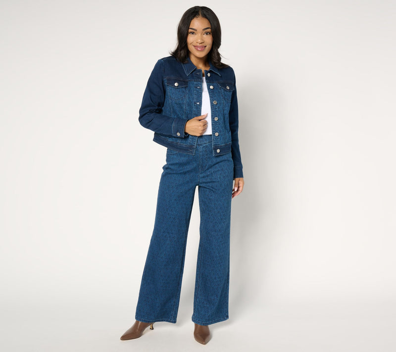 Isaac Mizrahi Live! True Denim Indigo Pattern Denim Jacket — View 8
