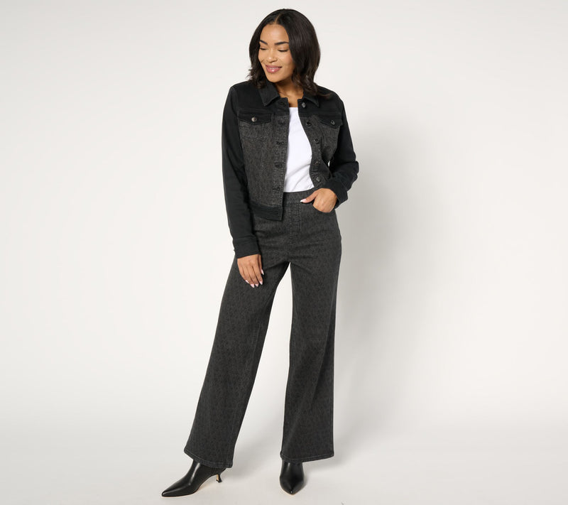 Isaac Mizrahi Live! True Denim Black Pattern Denim Jacket — View 6