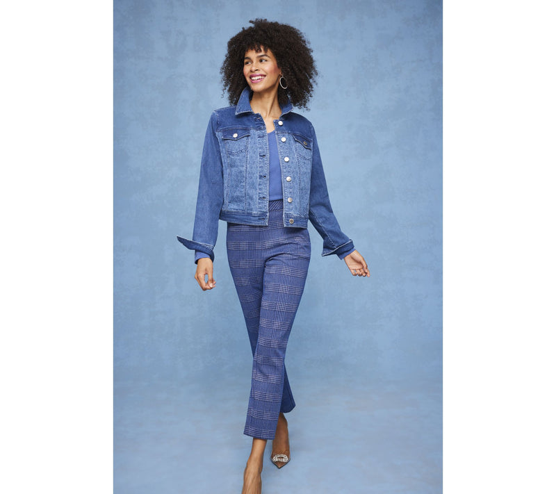 Isaac Mizrahi Live! True Denim Black Pattern Denim Jacket — View 9