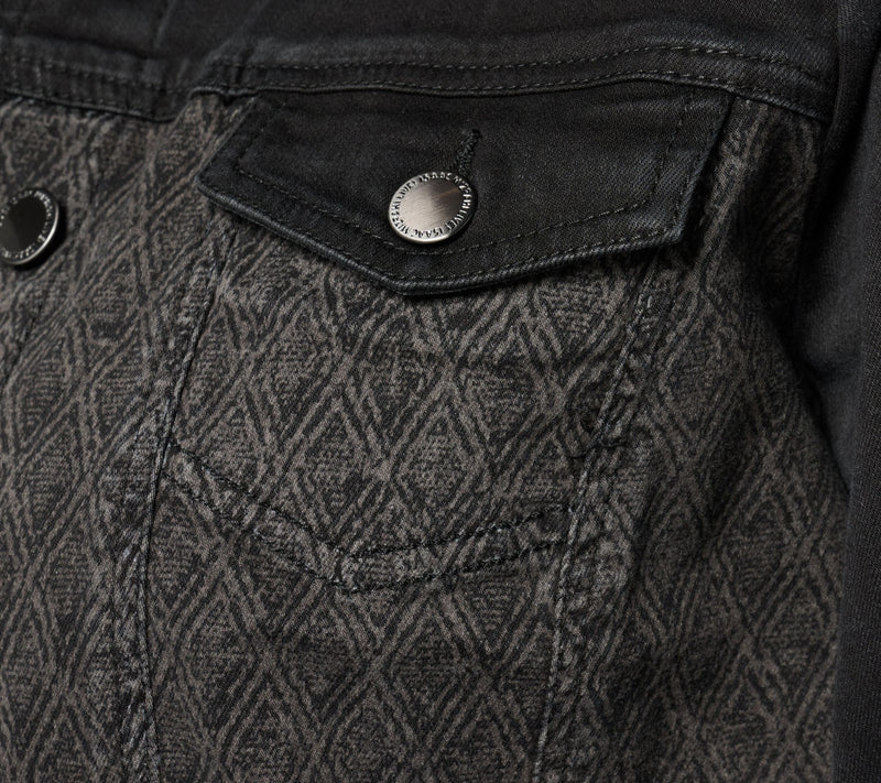 Isaac Mizrahi Live! True Denim Black Pattern Denim Jacket — View 7