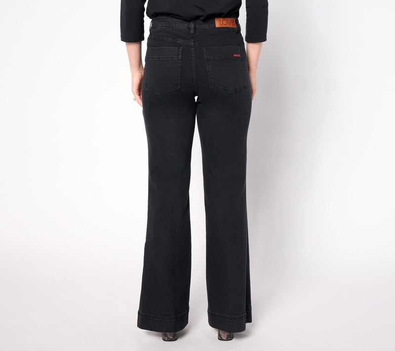 Peace Love World Regular Patch Pocket Flare Jean - Black — View 2
