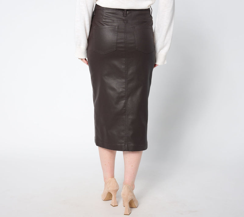 Peace Love World Black Label Petite Coated Denim Skirt — View 4