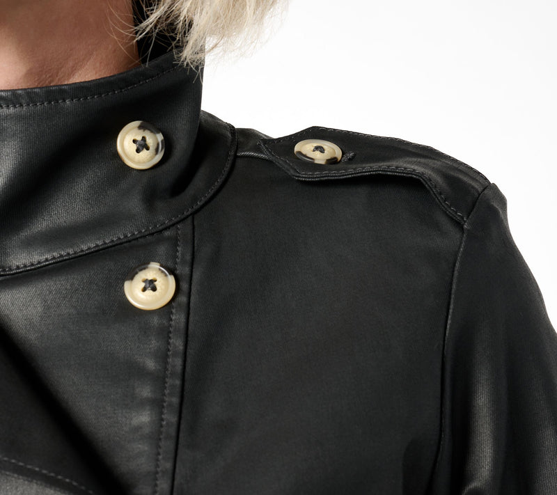 Peace Love World Black Label Coated Denim Jacket — View 5