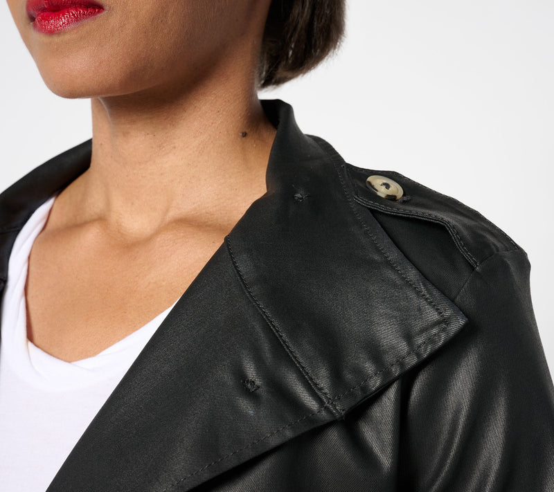Peace Love World Black Label Coated Denim Jacket — View 4