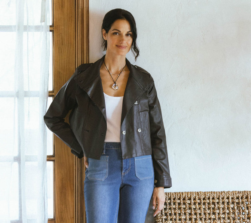 Peace Love World Black Label Coated Denim Jacket — View 8
