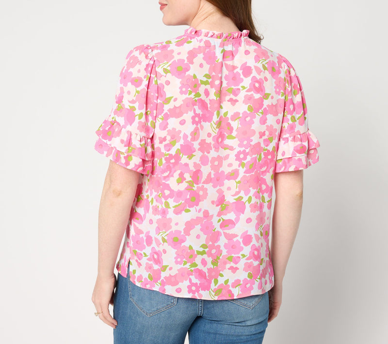 nicole by Nicole Miller Crepe Chiffon Flutter Sleeve Blouse — View 8