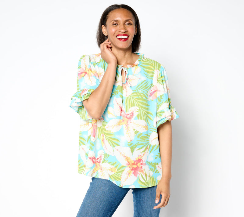 nicole by Nicole Miller Crepe Chiffon Flutter Sleeve Blouse — View 5