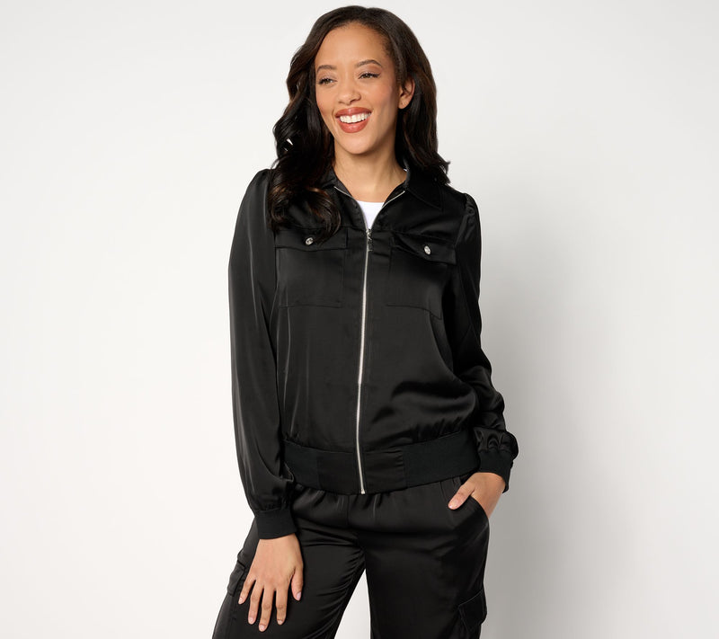 nicole by Nicole Miller Satin Jacket — View 10