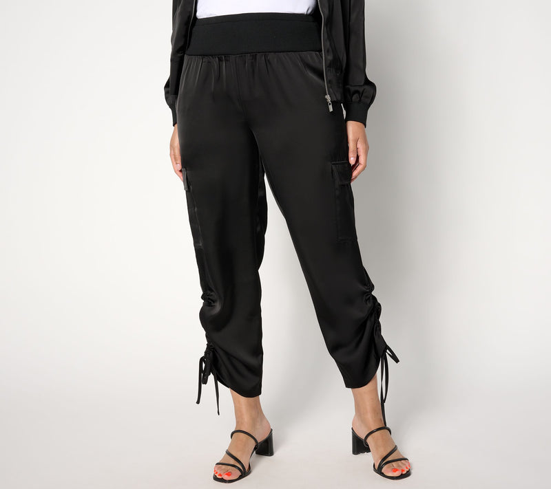 nicole by Nicole Miller Regular Satin Ruched Pant — View 10