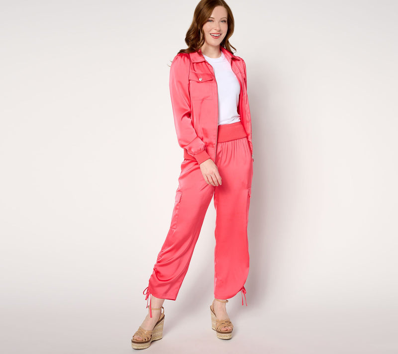 nicole by Nicole Miller Regular Satin Ruched Pant — View 3