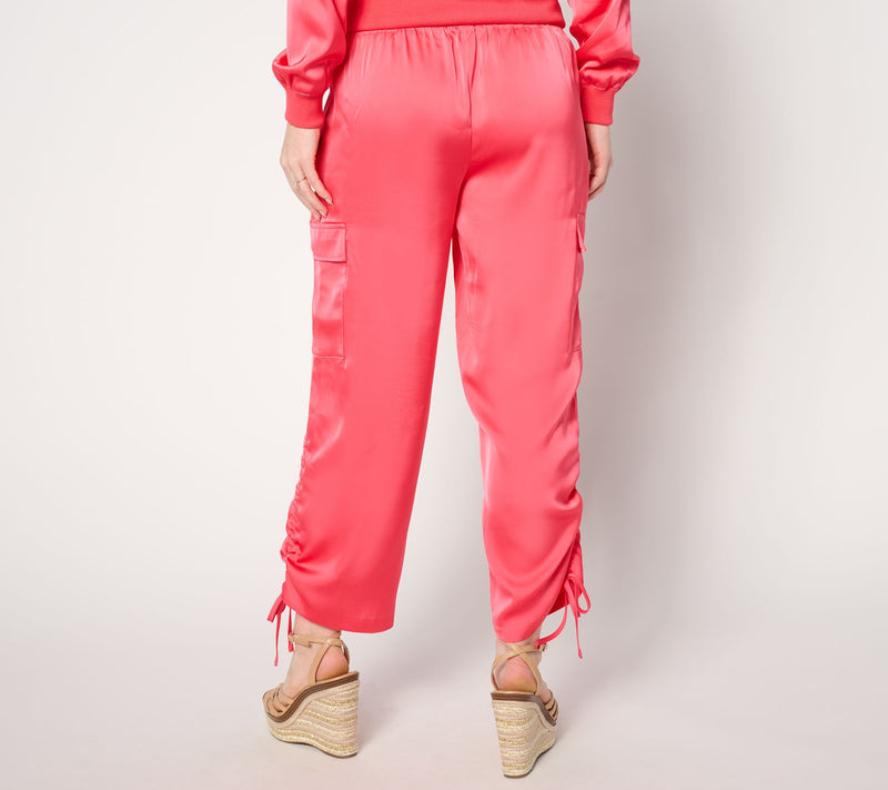 nicole by Nicole Miller Regular Satin Ruched Pant — View 2