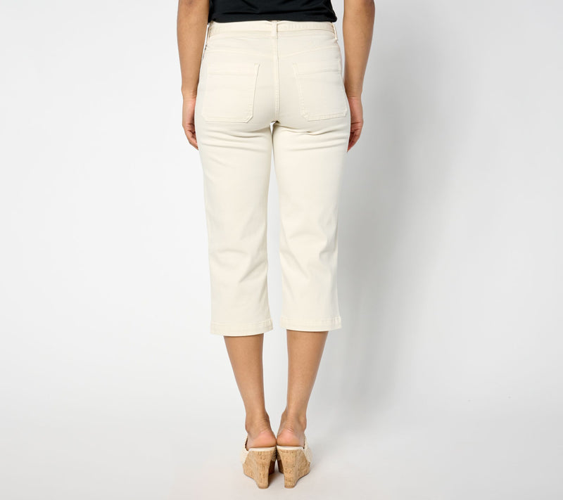 nicole by Nicole Miller Soho High Rise Straight Leg Capri-Off White — View 4