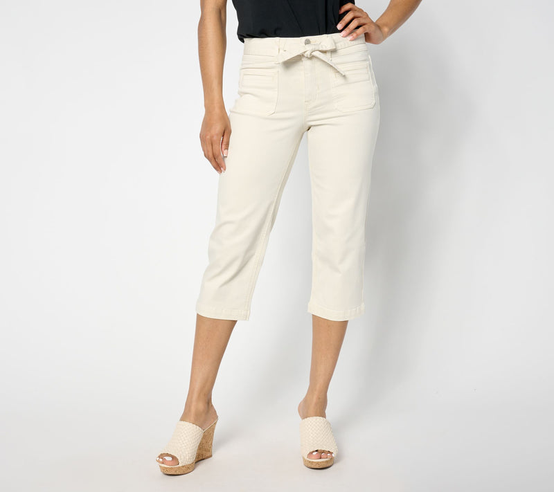 nicole by Nicole Miller Soho High Rise Straight Leg Capri-Off White — View 3
