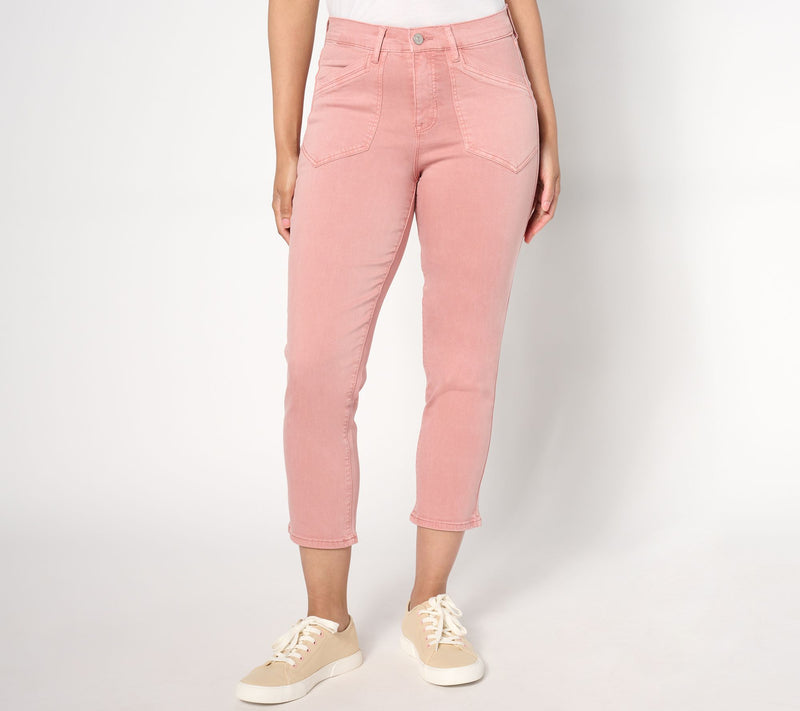 nicole by Nicole Miller Petite Cropped Soho High Rise Jean- Pink — View 6