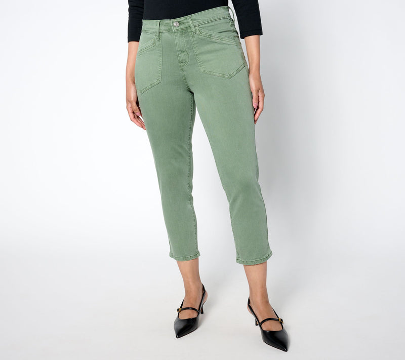 nicole by Nicole Miller Regular Cropped Soho High Rise Jean- Olive — Main view