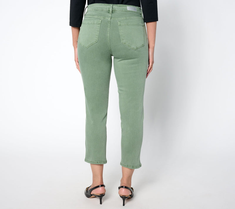 nicole by Nicole Miller Petite Cropped Soho High Rise Jean- Olive — View 2