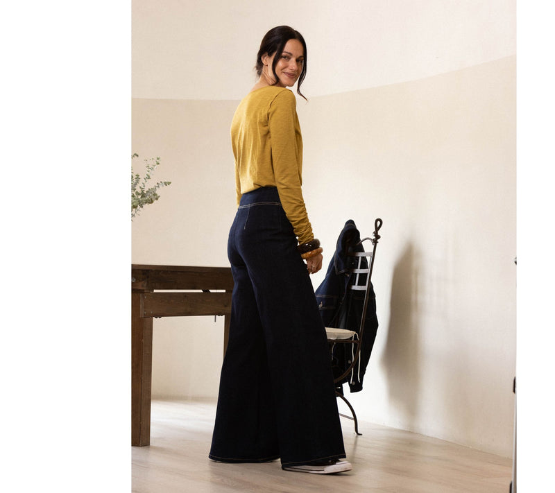 Peace Love World Authentic Denim Regular Wide Leg Jeans - Blk — View 8
