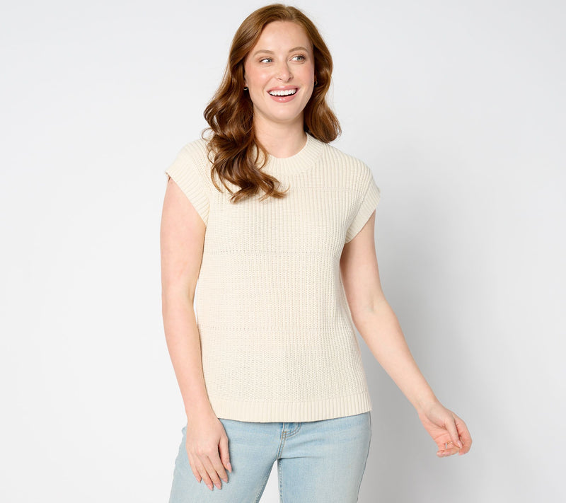 Denim & Co. Cap Sleeve Shaker Stitch Sweater — View 8