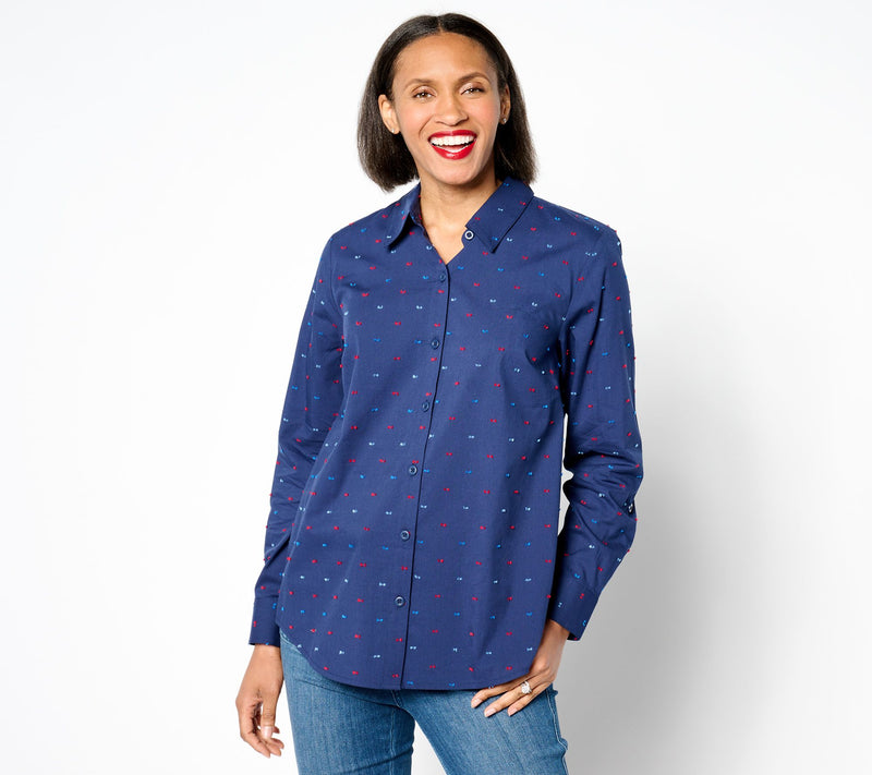 Joan Rivers Textured Clip Dot Boyfriend Shirt — View 5