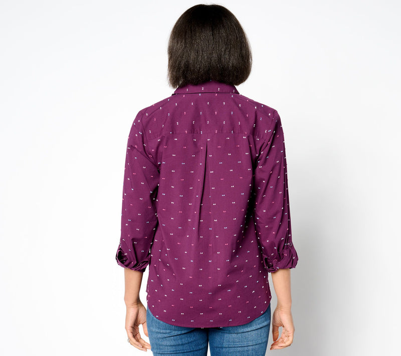 Joan Rivers Textured Clip Dot Boyfriend Shirt — View 8