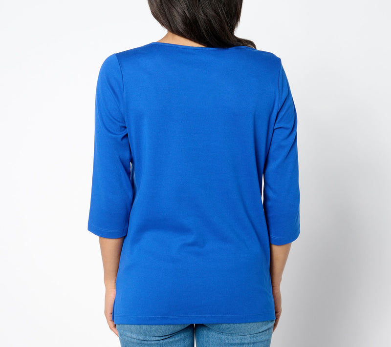 Quacker Factory Set of 2 Sparkle Keyhole 3/4-Sleeve Tops — View 13