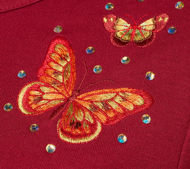 Quacker Factory Armed and Fabulous Embroidered Long-Sleeve Top — View 14