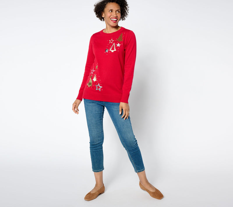 Quacker Factory Starry Night Crew-Neck Sweater — View 11