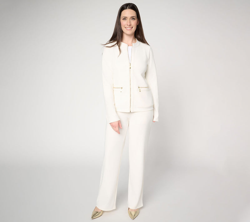 Women with Control Petite Euro Knit Jacket and Wide Leg Pant Set — View 11