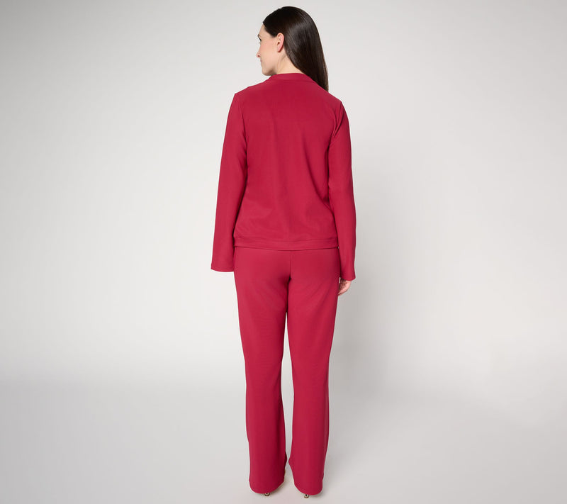 Women with Control Petite Euro Knit Jacket and Wide Leg Pant Set — View 16