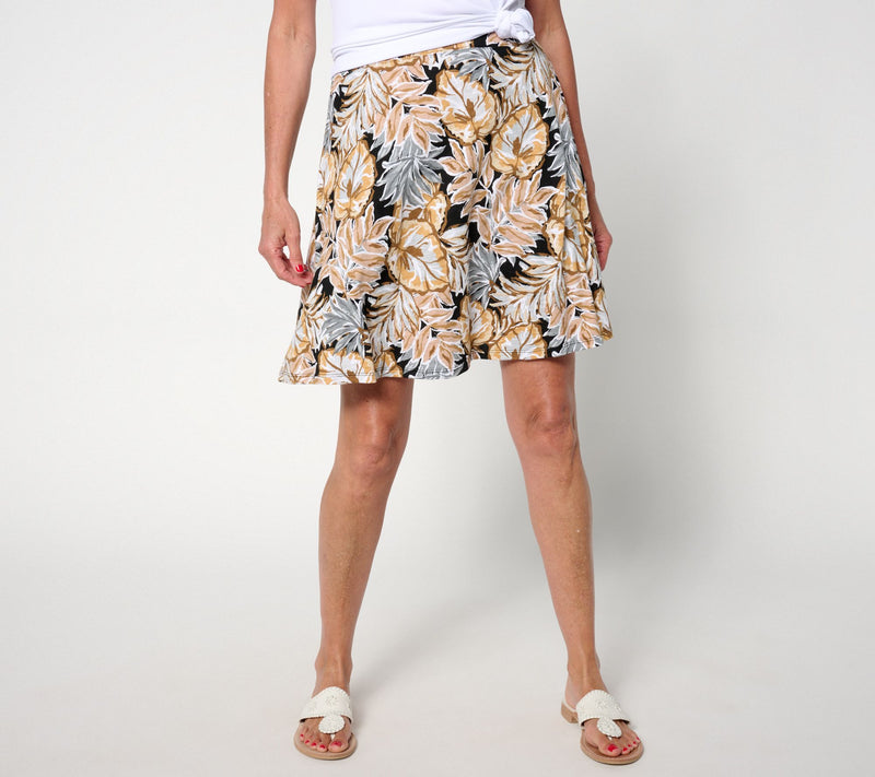 Denim & Co. Beach Regular Linen-Blend Printed Skirt — View 7