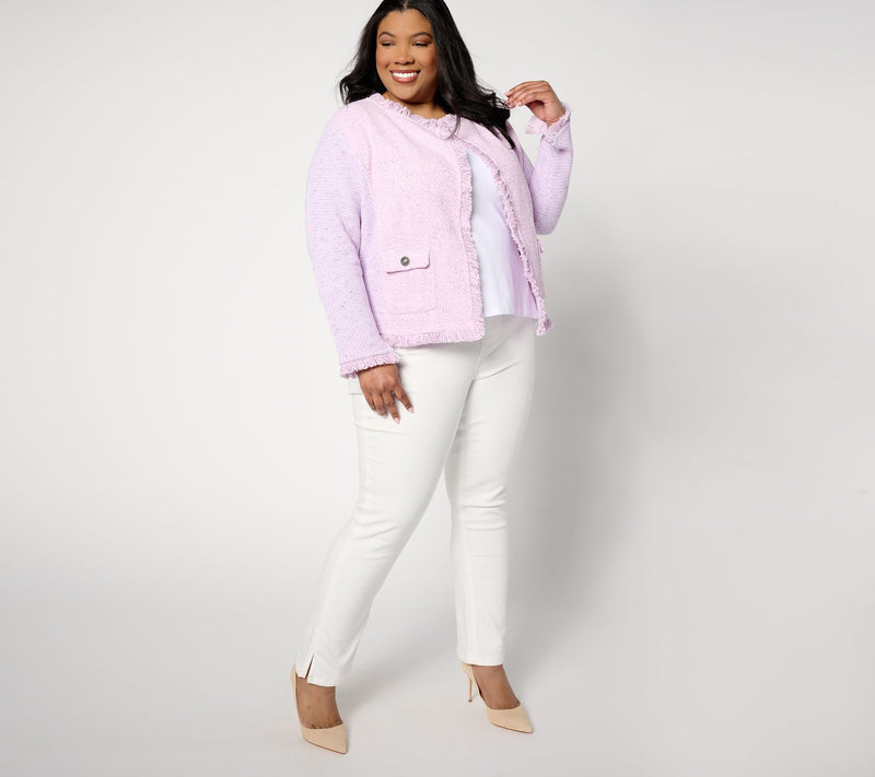 NIC+ZOE Fringe Mix Knit Pocket Jacket — View 11