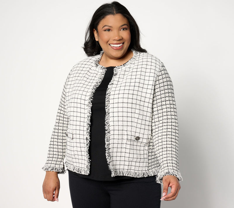 NIC+ZOE Fringe Mix Knit Pocket Jacket — Main view