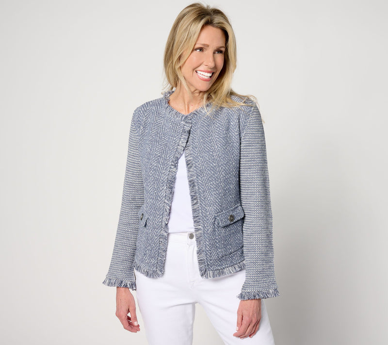 NIC+ZOE Fringe Mix Knit Pocket Jacket — View 5