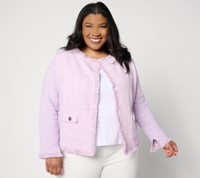 NIC+ZOE Fringe Mix Knit Pocket Jacket — View 9