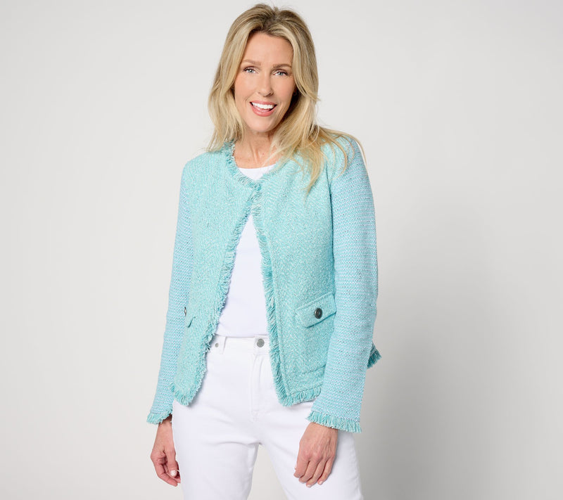 NIC+ZOE Fringe Mix Knit Pocket Jacket — View 7
