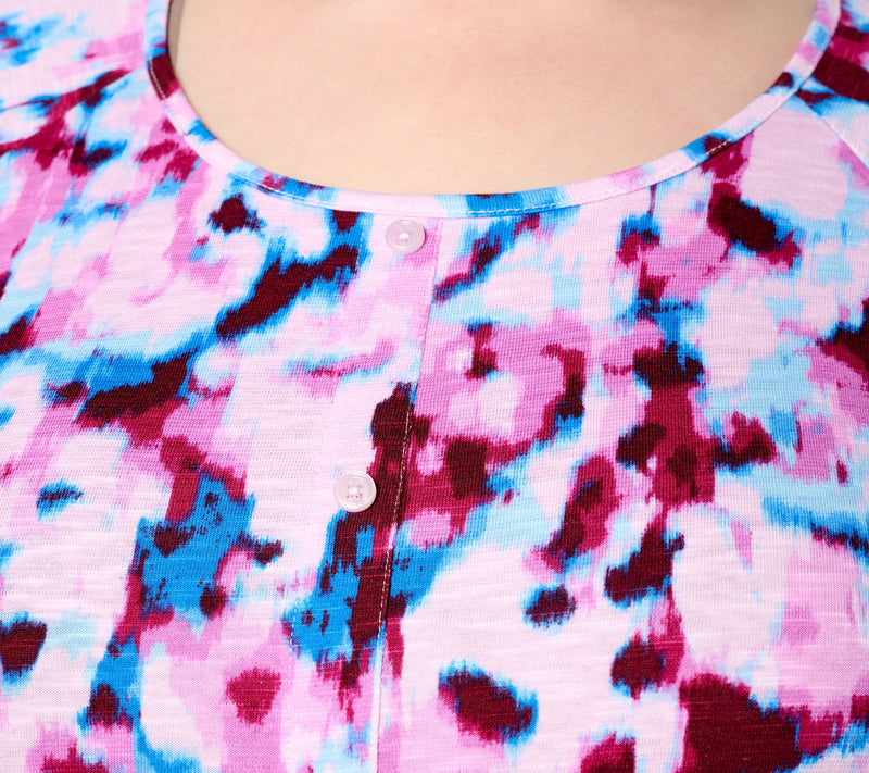 Denim & Co. Printed Slub Jersey Scoop Neck Curved Hem Top — View 4