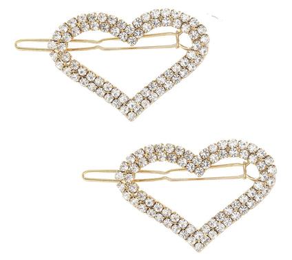 Ettika Set of (2) Aphrodite Heart Crystal Barrettes