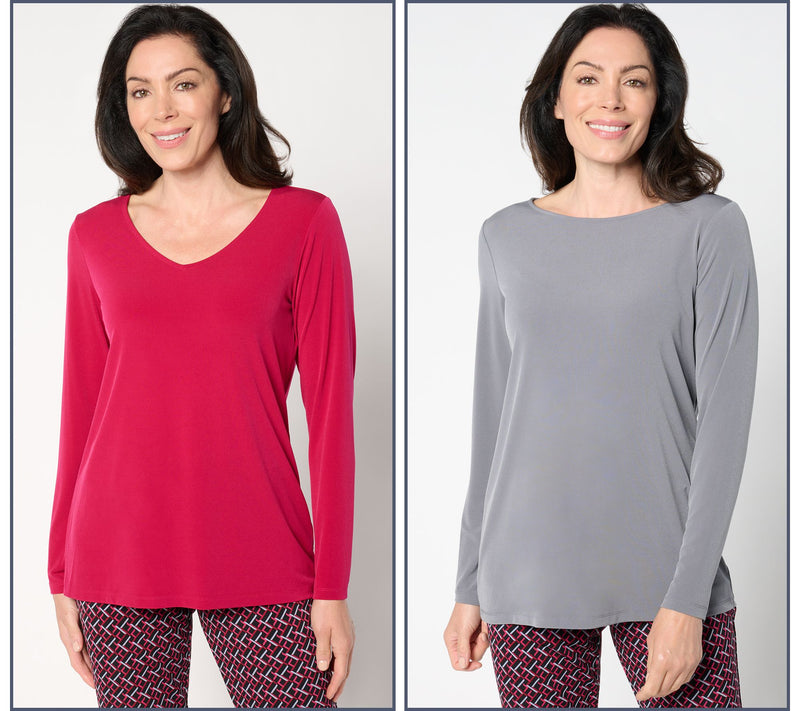 Susan Graver Modern Essentials Set of 2 Liquid Knit Tops — View 9