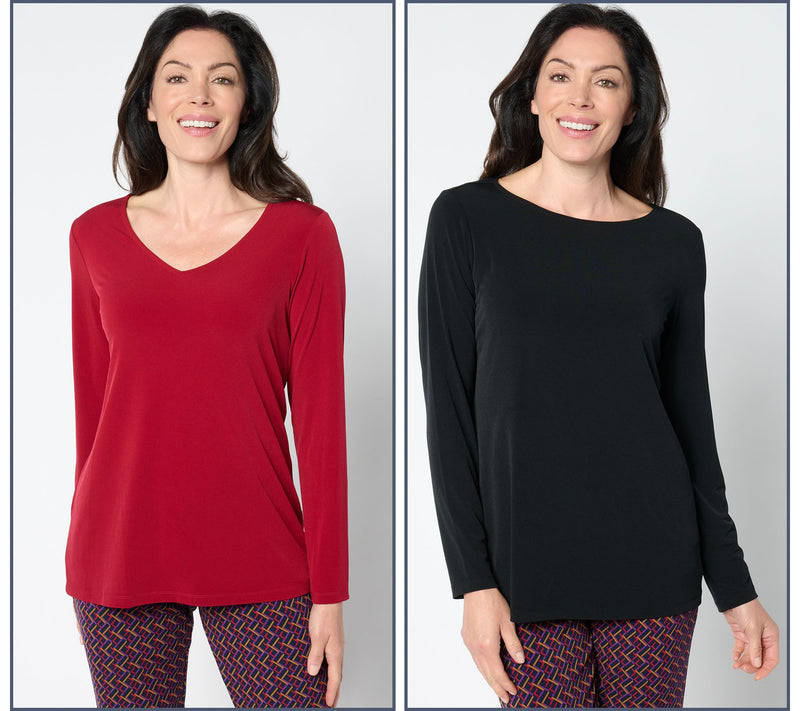 Susan Graver Modern Essentials Set of 2 Liquid Knit Tops — View 11