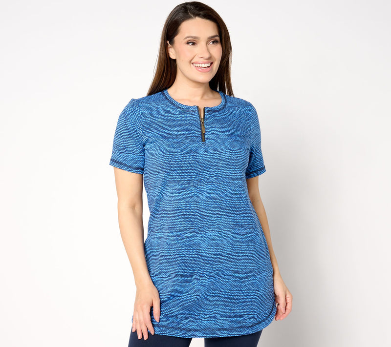 Denim & Co. Active Regular French Terry Short-Sleeve Tunic — Main view