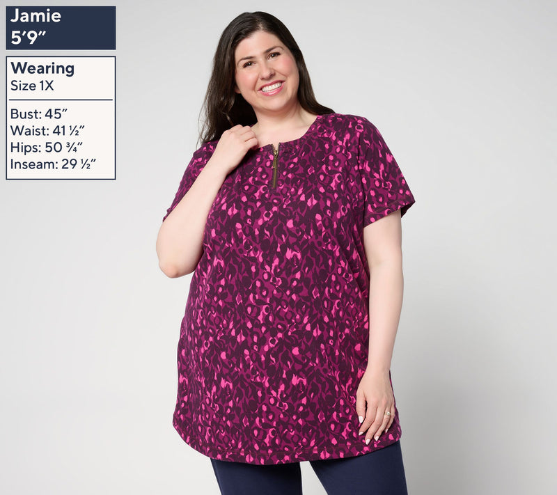 Denim & Co. Active Regular French Terry Short-Sleeve Tunic — View 2