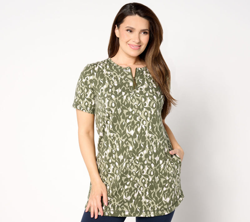 Denim & Co. Active Regular French Terry Short-Sleeve Tunic — View 16