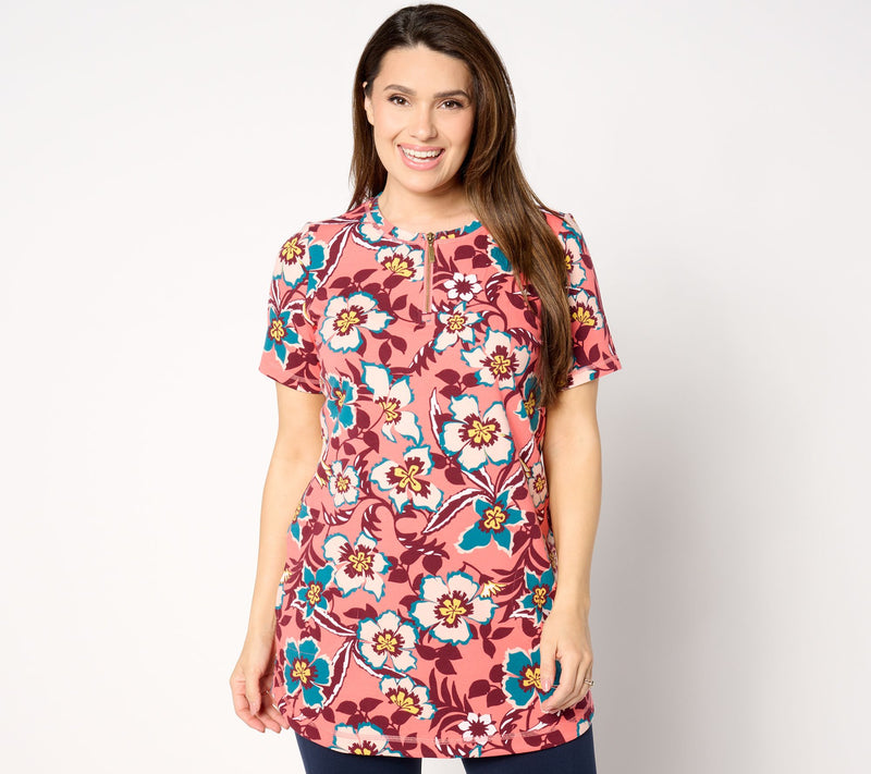Denim & Co. Active Petite French Terry Short-Sleeve Tunic — View 3