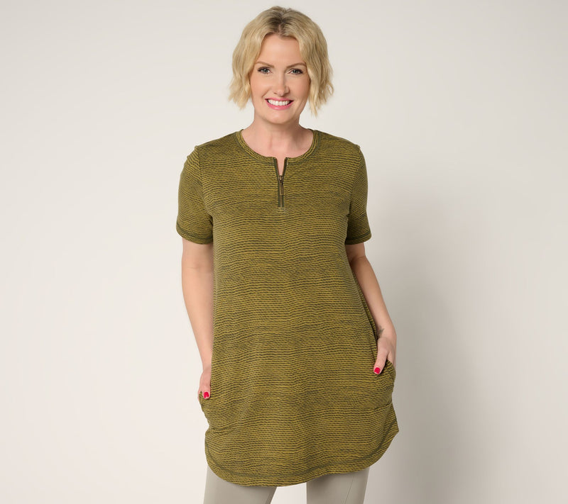 Denim & Co. Active Petite French Terry Short-Sleeve Tunic — View 18