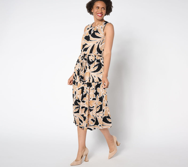 Denim & Co. Regular Slub Jersey Tiered Midi Dress — View 7