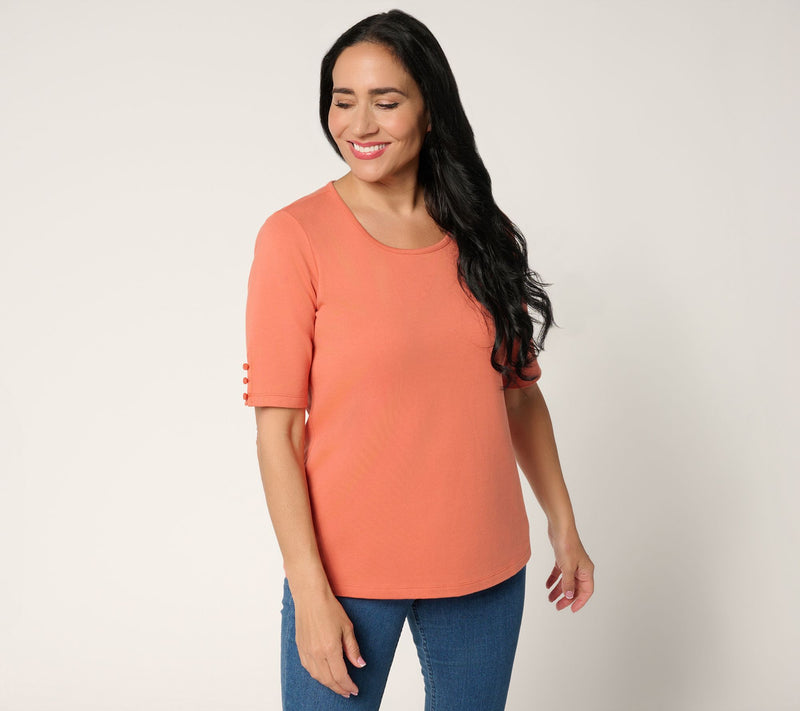 Denim & Co. Essentials Perfect Jersey Elbow Sleeve Top — View 23