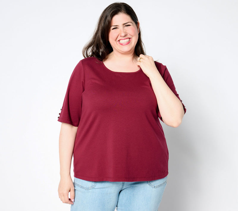 Denim & Co. Essentials Perfect Jersey Elbow Sleeve Top — View 11