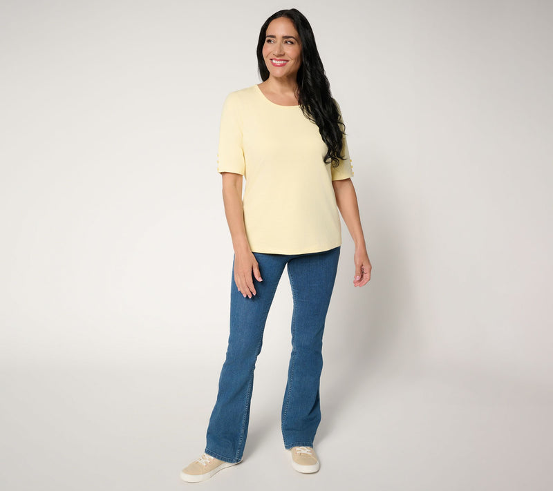 Denim & Co. Essentials Perfect Jersey Elbow Sleeve Top — View 17